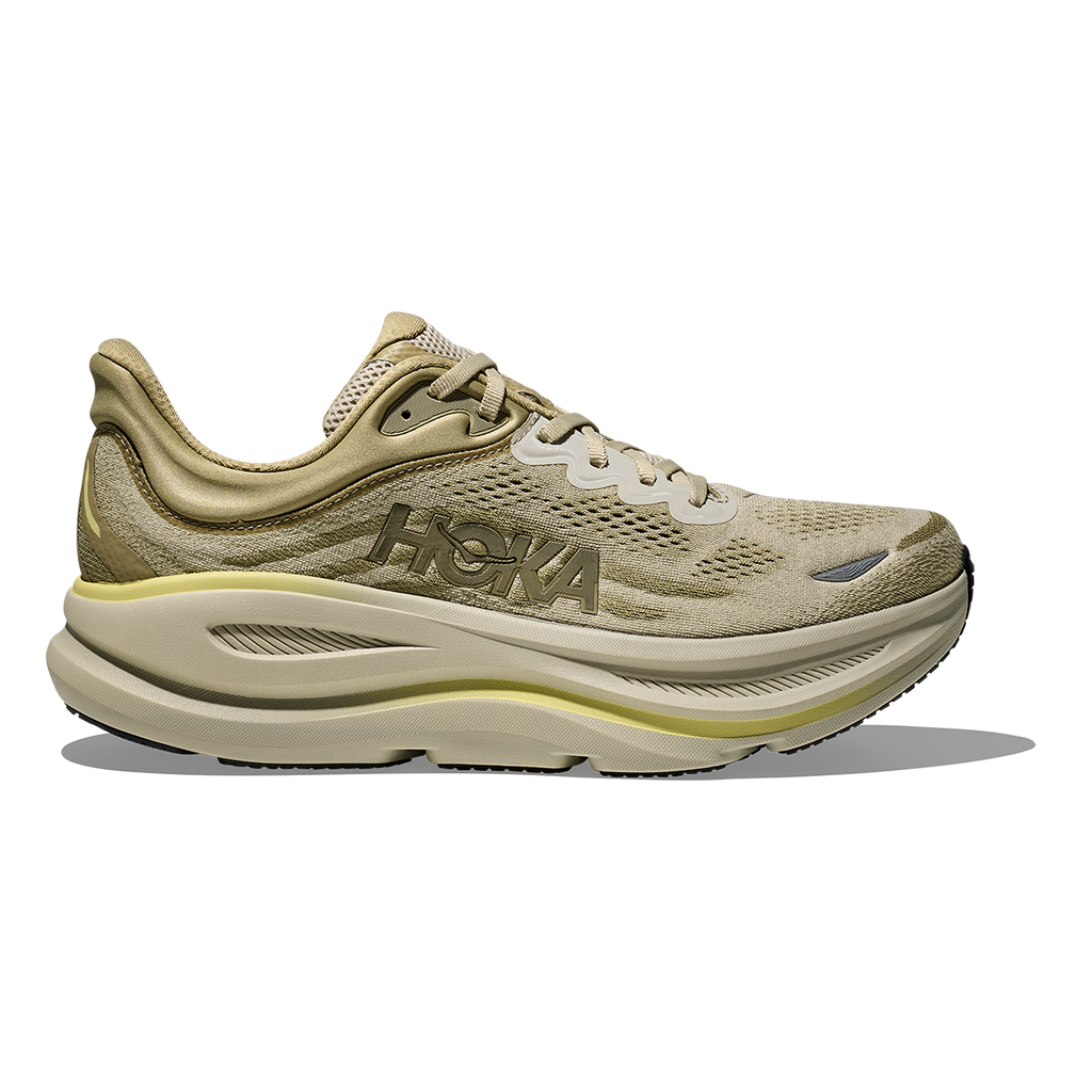 HOKA Bondi 9 Men's Road Running Shoes - Grassland / Oyster Mushroom product photo