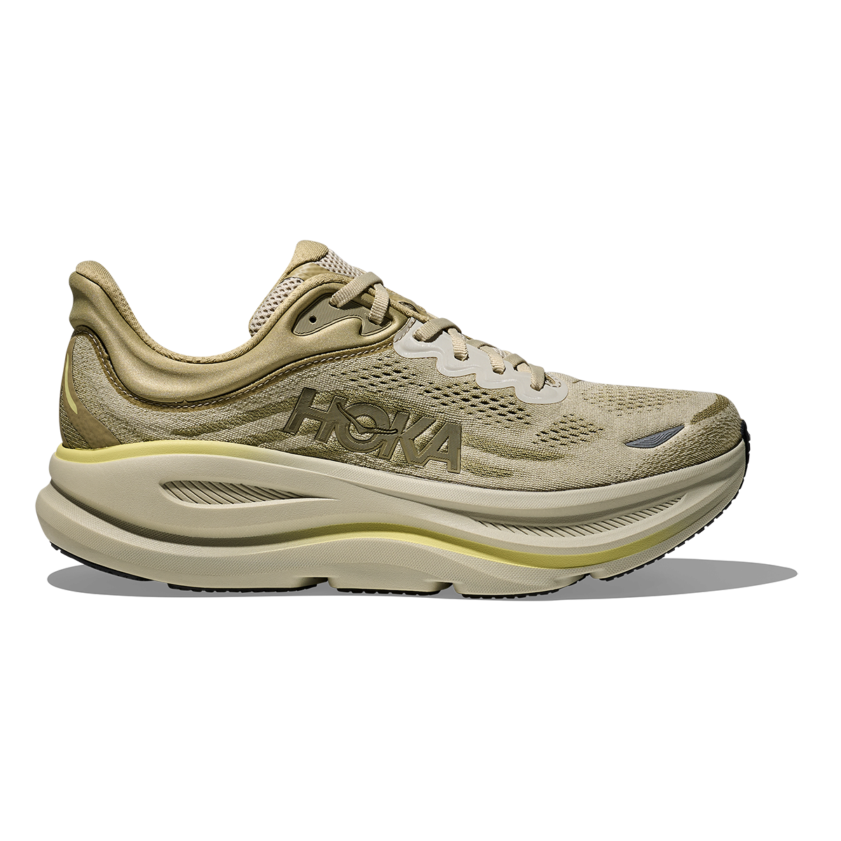 HOKA Bondi 9 Men's Road Running Shoes - Grassland / Oyster Mushroom product photo