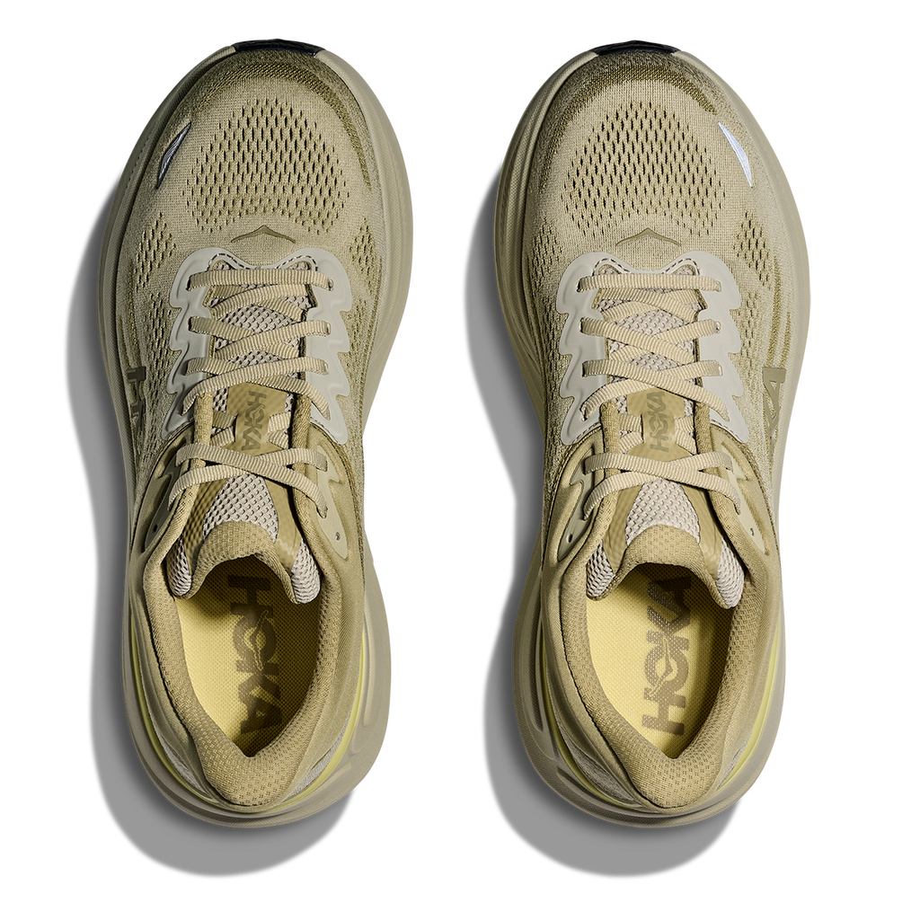HOKA Bondi 9 Men's Road Running Shoes - Grassland / Oyster Mushroom product photo