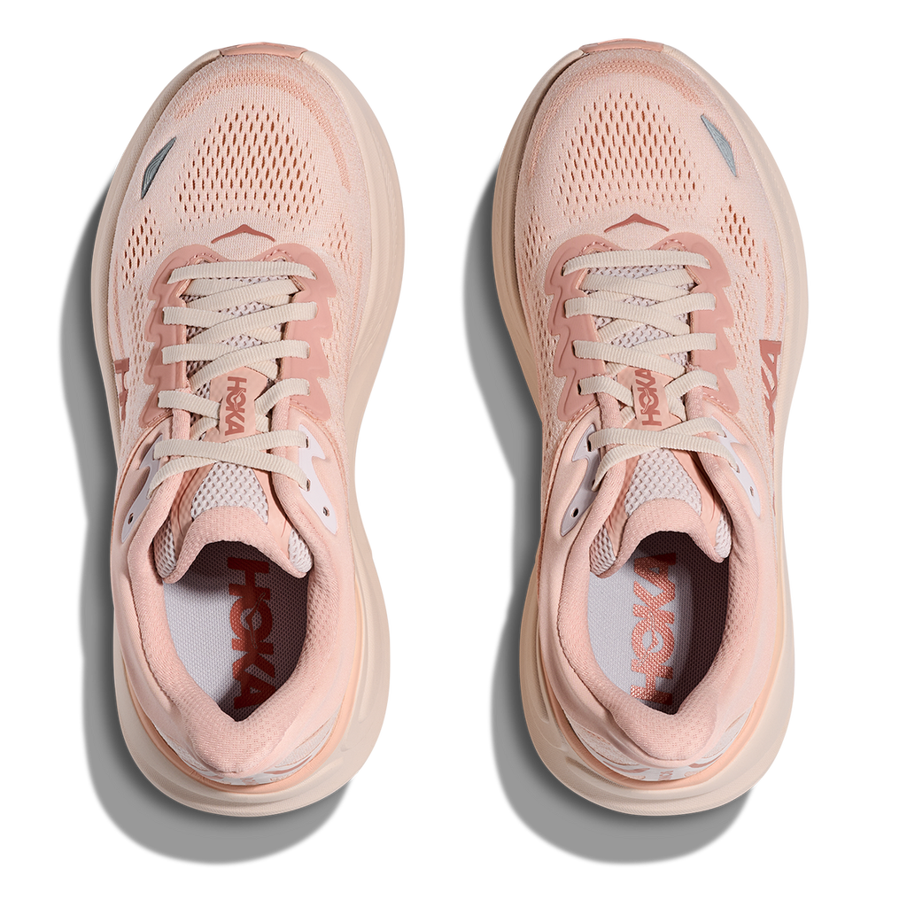 HOKA Bondi 9 Women's Road Running Shoes - Rose Latte / Rose Cream product photo