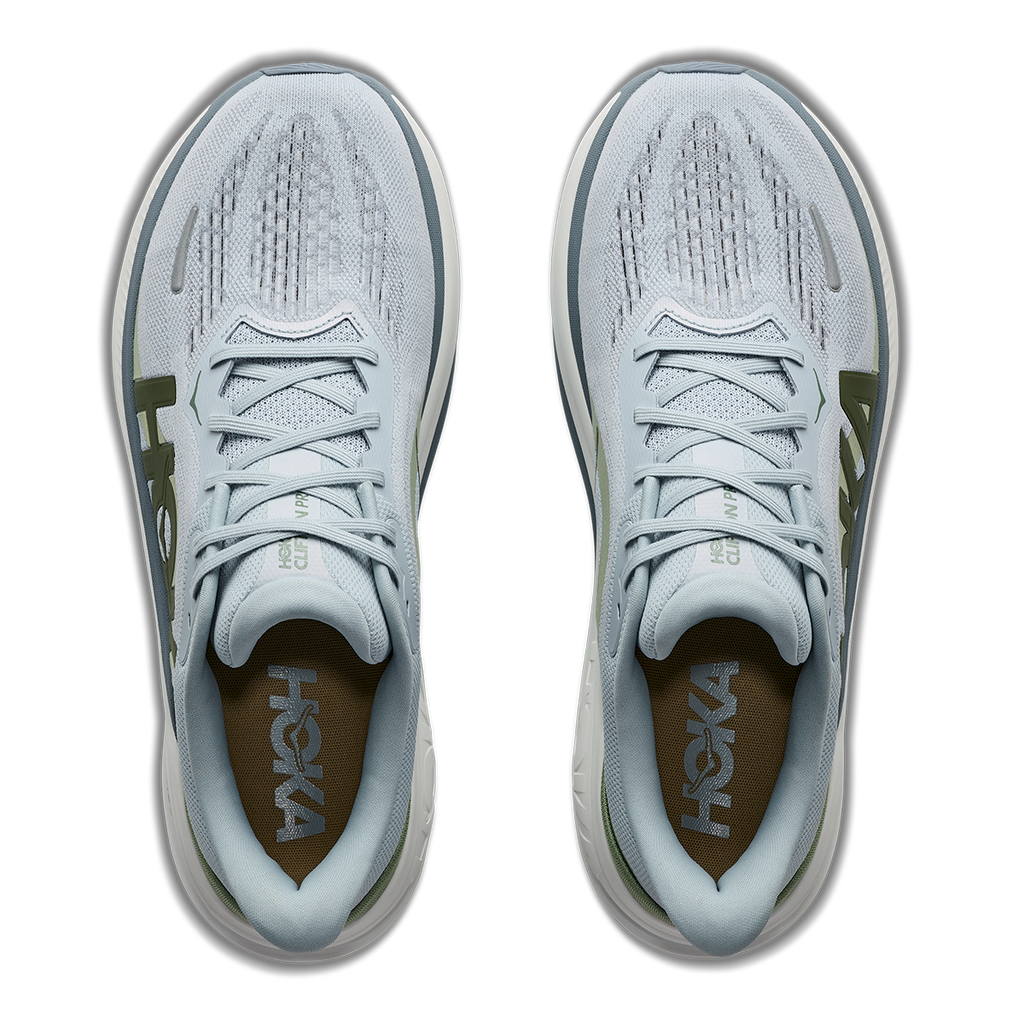 HOKA Clifton PRO GLM Men's Road Running Shoes - Mineral Blue / Sprouted Green product photo