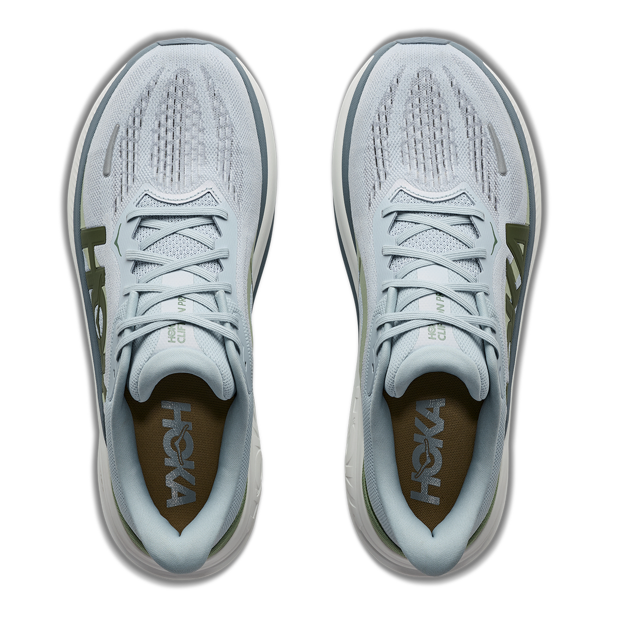 HOKA Clifton PRO GLM Men's Road Running Shoes - Mineral Blue / Sprouted Green product photo