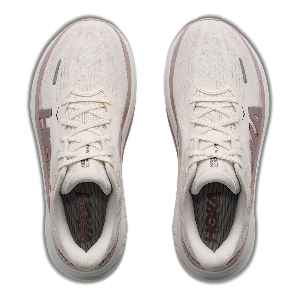 HOKA Clifton PRO GLM Women's Road Running Shoes - Alabaster / Pink Opal product photo